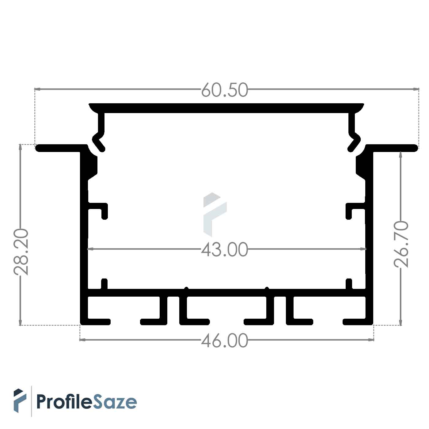 پروفیل نور خطی آلومینیومی 4/5 سانتی فنرخور کد L45B مشکی + دیفیوزر رایگان