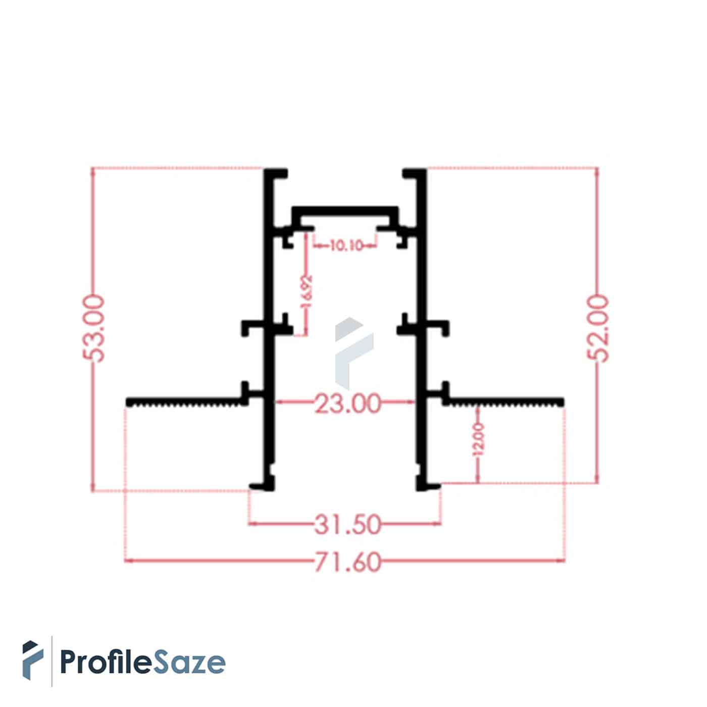 پروفیل ریل مگنتی آلومینیومی 2/5 سانتی توکار کد MR25 مشکی