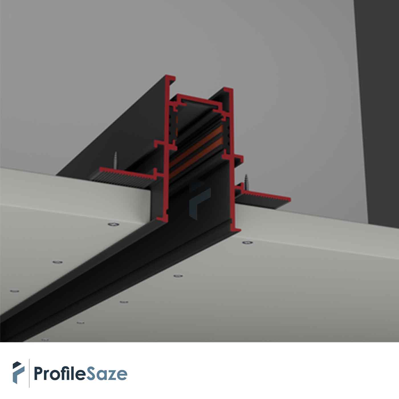 پروفیل ریل مگنتی آلومینیومی 2/5 سانتی توکار کد MR25 مشکی